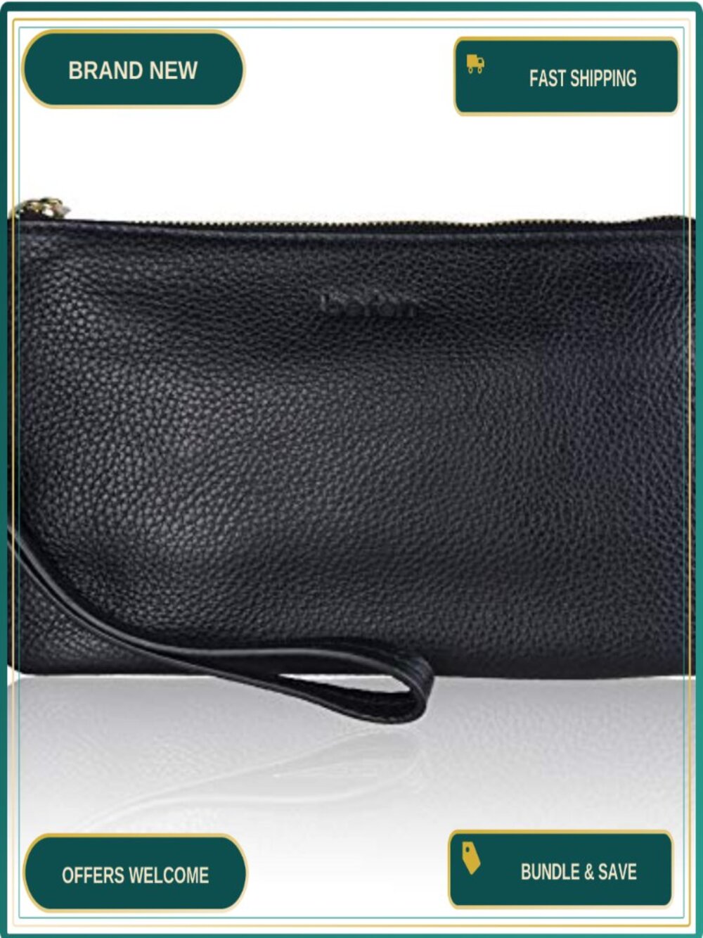 Genuine Leather Wristlet Clutch RFID Blocking Cell Phone Purse